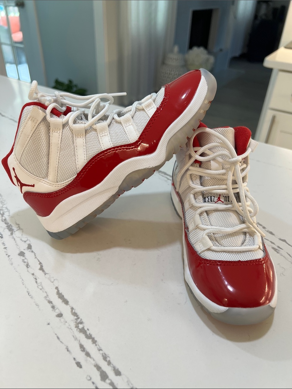 Nike Air Jordan Kids 11 Retro Cherry Sneakers White & Red size 1 Y